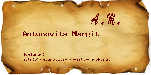 Antunovits Margit névjegykártya